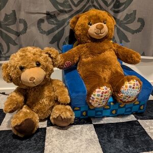 Build A Bear Plush Chair/Bed With 2 Bears- For Stuffies Or Dolls